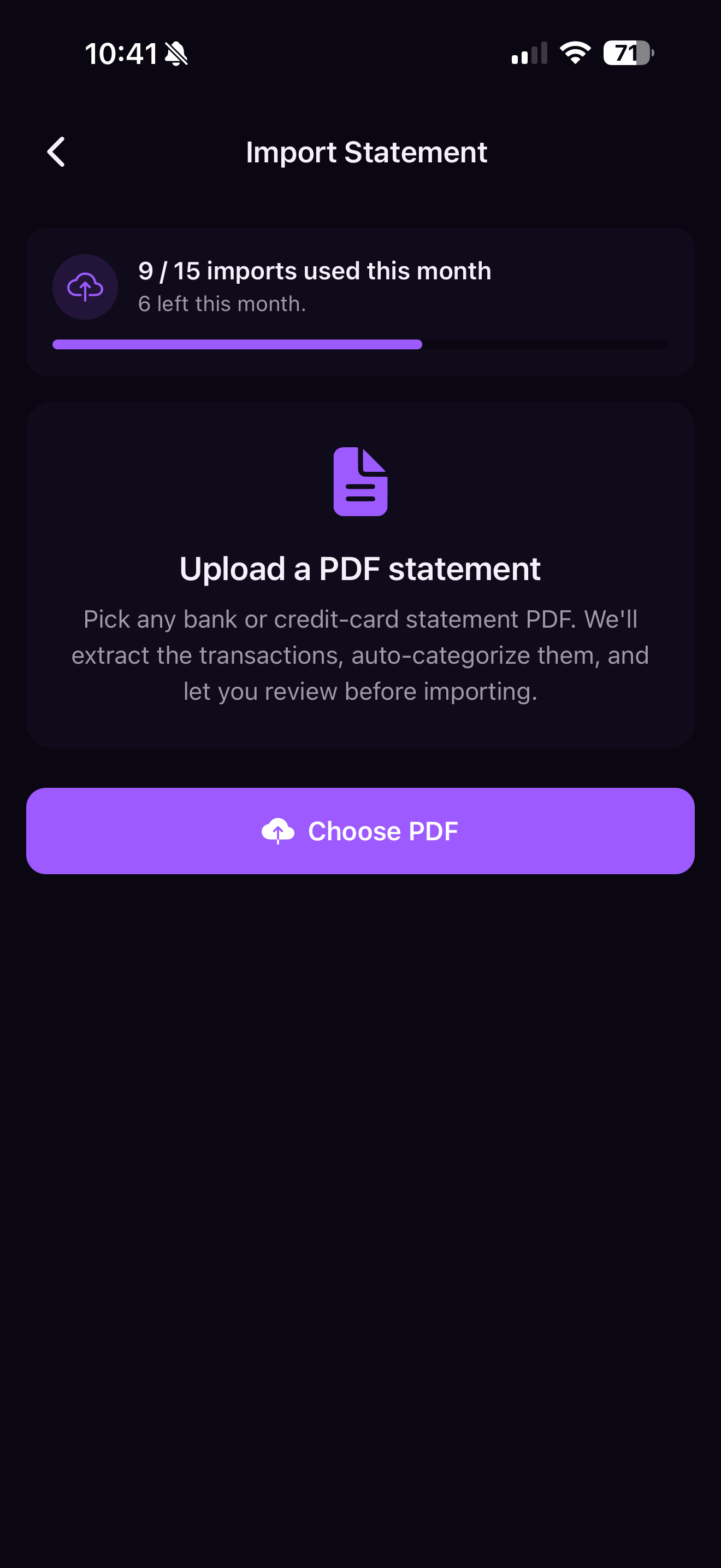 Expenzez — Upload a bank statement PDF