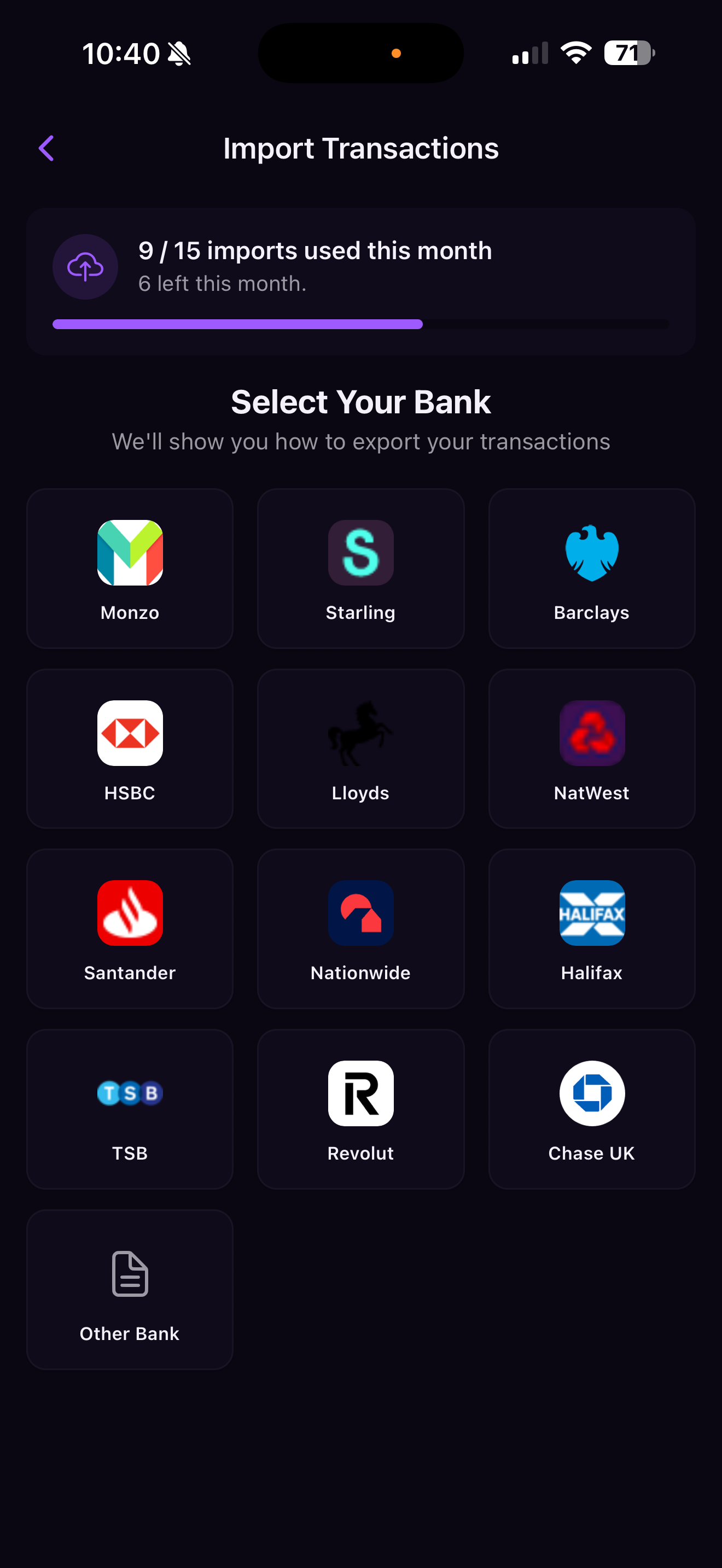 Expenzez — Import CSV from any UK bank